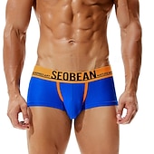 cheap Men's Boxers Underwear-Men's 1 PCS Boxers Underwear Boxer Shorts Patchwork Nylon Breathable Soft Comfortable Letter Mid Rise Black White