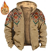 baratos moletons 3d masculinos-Homens Cowboy Tosão Moletons Moletom Moletom Moletom com capuz Com Capuz Étnico Impressão 3D Esportes Férias Streetwear Marron Cinzento Com Cordão Outono Inverno Designer