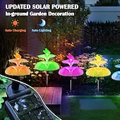 billige Julelys-2 stk solmaneter hagelys, 7 farger som skifter konstant, vanntette utendørs solenergi doble lys til jul, bryllup, hage og hageinnredning