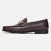 cheap Premium Leather Loafers-Men&#039;s Premium Cowhide Leather Loafers – Classic Slip-On Dress Shoes with Metal Bit Decor for Formal and Casual Wear
