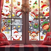 abordables Etiqueta engomada-Pegatinas navideñas para ventanas, pegatinas estáticas extraíbles para decoración navideña, pegatinas de PVC de color blanco puro, juego de calcomanías extraíbles de tamaño pequeño para decoraciones