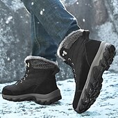 billiga Kängor-Herr Stövlar Snökängor Kängor Vinterkängor Fleecefoder Mocka Nylon Bekväm Halksäker Snörning Svart Grå