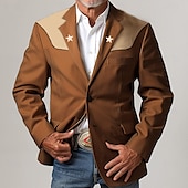 abordables Blazers Imprimés pour Hommes-Derby du Kentucky Homme Etoile manche longue Col Rabattu ancien Occasionnel Quotidien Boutons Impression 3D Multi-poches