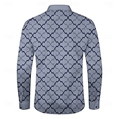 economico Camicie eleganti da uomo-Per uomo A quadri Geometrico Camicia Camicie Camicia con bottoni Manica lunga Informale Moda Casual Formale Feste Giornaliero Primavera Autunno Collo ripiegabile Grigio