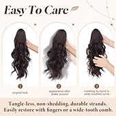 economico Code-extension per capelli coda di cavallo 18&quot; clip artiglio in extension per capelli ricci ondulati extension coda di cavallo finta lunga morbida coda di cavallo sintetica pezzo di capelli per donna