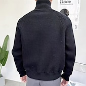 preiswerte Herren Strickjacke-Herren Weihnachtspullover Strickjacke Zip Pullover Reißverschluss Pullover Jacke Strickpullover Grobstricken Stricken Zip Gerippt Feste Farbe Stehkragen Weihnachten Strickware Freizeitskleidung