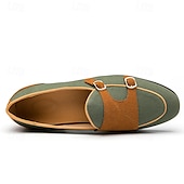 cheap Semi-Formal-Men&#039;s Loafers &amp; Slip-Ons Penny Loafers Suede Nylon Comfortable Slip Resistant Loafer Buckle White Green Color Block