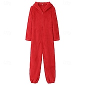 cheap Women&#039;s Onesies-Women&#039;s Onesie Pure Color Warm Fashion Plush Home Daily Bed Sherpa Warm Hoodie Long Sleeve Hole Fall Winter Home Outfits