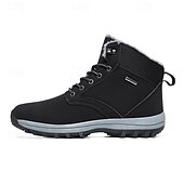 baratos Botas de caminhada-botas de inverno masculinas impermeáveis e isoladas com sola de borracha antiderrapante e forro de pele sintética para caminhadas ao ar livre
