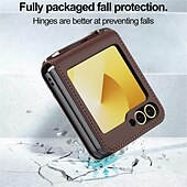 economico Cover Samsung-telefono Custodia Per Samsung Galaxy Z Flip 7 Z Flip 6 Z Flip 5 Z Flip 4 Z Flip 3 Copertura Posteriore con Cordino Slot per Carte Resistente agli urti Retrò TPU Pelle PU