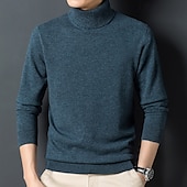 cheap Men&#039;s Elite Sweaters &amp; Cardigans-Men&#039;s 100% Wool Pullover Sweater Jumper Knit Solid Color Turtleneck Knitwear Elegant Christmas Outdoor Clothing Apparel Fall Winter Black Red S M L