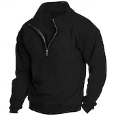 cheap Basic Sweatshirts-Men&#039;s Sweatshirt Polar Fleece Quarter Zip Sweatshirt Black White Wine Red Gray Half Zip Plain Sports &amp; Outdoor Daily Holiday Streetwear Basic Casual Fall &amp; Winter Clothing Apparel Hoodies Sweatshirts