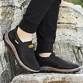 preiswerte Herrenpantoletten &amp; -slipper-Beige Herren-Outdoor-Schuhe zum Reinschlüpfen mit rutschfester, robuster Sohle und schwarzen Akzenten – bequemes Freizeitschuhwerk für den Alltag