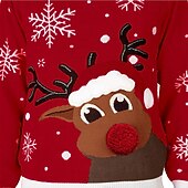 billige Stygge julegensere-Reinsdyr Stygg julegenser Pullover Jumper Strikket Herre Dame Jul Nytt År julaften Jul Original Morsom Voksen Jul Topp