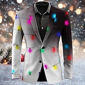 billiga Christmas Light Outfit-Herr Glödlampa Långärmad Nedvikt Artistisk Ledigt Festkvällskläder Dagligen Knappar 3D-utskrift Flera fickor