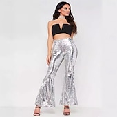 economico Fondi-Anni &#039;80 Hip Pop Metallico Lucido Pantaloni a zampa d&#039;elefante Costume Abba Disco Paillettes Per donna Costume di Carnevale Halloween Carnevale martedì grasso Performance Feste Parata dell&#039;Orgoglio
