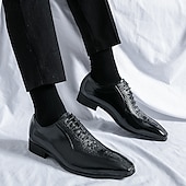 baratos Formal-sapatos oxford masculinos bronze metálico com padrão de crocodilo e detalhes perfurados - calçados formais elegantes para casamentos, festas e eventos empresariais