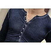 tanie Casualowa koszulka Henley-Męskie Koszula Henley Koszulka Koszulka z długim rękawem Równina Henley Ulica Urlop Długi rękaw Odzież 100% bawełna Zabytkowe Moda Podstawowy