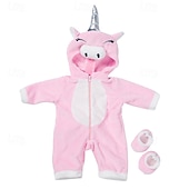 preiswerte Puppenbekleidungs- und Zubehörsets-Anzug + Schuhe Puppen-Outfit für 18 Zoll 43cm Babypuppe süße Pullover Strampler Puppenkleidung