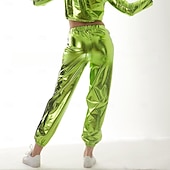 cheap Bottoms-1980s Hip Hop Shiny Metallic Pants Jogger Pants Color Block Women&#039;s Carnival Costume Carnival Mardi Gras Performance Party Pride Parade Adults&#039; Pants