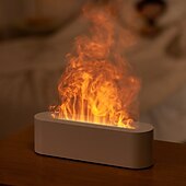 cheap Humidifiers &amp; Dehumidifiers-Aroma Diffuser Humidifier Fireplace Flame Diffuser Aromatherapy Essential Oil Diffuser USB Simulated Flame Diffuser 150mL ABS