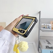 رخيصةأون جراب سامسونج-هاتف غطاء من أجل زد فليب 6 Z Flip 5 Z Flip 4 Z Flip 3 غطاء خلفي مع رباط المعصم ضد الصدمات مكتب  /  الأعمال TPU جلد PU