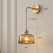 cheap Indoor Wall Lights-Modern Brass Wall Light Minimalist Sconces with Tea Color Glass Shade Wall Lamps with 90° Up and Down Adjustment 110-240V