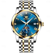 economico Orologi al quarzo-OLEVS Da uomo Orologio al quarzo Creativo Di tendenza Orologio casual Orologio da polso Visualizzazione delle fasi lunari Luminoso Calendario Impermeabile Acciaio Guarda