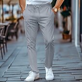 お買い得  スウェットパンツ-男性用 スウェットパンツ ジョガー ズボン プリーツパンツ ドローストリング 弾性ウエスト 平織り 履き心地よい 高通気性 全長 カジュアル 日常 祝日 スポーツ ファッション ブラック ホワイト マイクロエラスティック