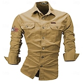 economico camicie western da uomo-Per uomo Bandiera americana degli Stati Uniti Cervo Camicie da lavoro Camicia occidentale Camicia da carico Manica lunga Occidentale Informale Sportivo Per uscire Da caccia Inverno Primavera &amp; Autunno