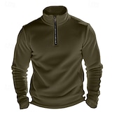 billige Basic gensere-Herre Genser Polarfleece Kvart glidelås genser Svart Militærgrønn Kakifarget Mørkegrå Lyseblå Halv glidelås عادي Sport &amp; Utendørs Daglig Ferie Polyester Gatemote Grunnleggende Fritid Høst vinter Klær