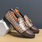 economico Semi-formale-mocassini da uomo in similpelle con motivo coccodrillo marrone e dettaglio nappa – eleganti scarpe eleganti slip-on per occasioni formali e abbigliamento da ufficio