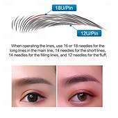 cheap Permanent Makeup Needles &amp; Tips-50pcs/box Hard 12Pin 14U 19U Microblading Needles Tebori Tattoo Blades For Semi Permanent Makeup Eyebrows Micropigmentation