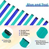 abordables Clip dans les extensions-Droit Clips Cheveux Synthétiques Longue Extension des cheveux A Clipser 12 pcs Résistant à la chaleur Femme
