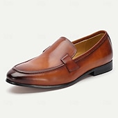 abordables Mocassins en cuir de qualité supérieure-mocassins classiques en cuir marron pour hommes – chaussures habillées à enfiler en cuir de vachette de qualité supérieure pour les occasions professionnelles et formelles