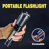 ieftine Lanterne-1 lanternă cu led reîncărcabilă ultra-luminoasă cu zoom  &amp; lampă de lucru din cob abs durabil, lumină laterală, lanternă portabilă pentru camping în aer liber, alergare, drumeții, pescuit de urgență