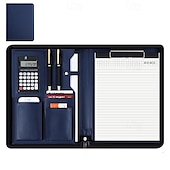 baratos Arrumação e Organização-bolsa de negócios de couro vegano portfólio de negócios com zíper padfolio tudo em um. capa protetora para tablet mais inteligente, slot para apresentação, calculadora, armazenamento de cartão, bloco