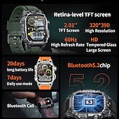 abordables Pulseras inteligentes-696 i121 Reloj inteligente 2.01 pulgada Pulsera inteligente Bluetooth Podómetro Recordatorio de Llamadas Seguimiento del Sueño Compatible con Android iOS Hombre Llamadas con Manos Libres Recordatorio