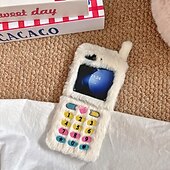 baratos Capa Samsung-telefone Capinha Para Z Flip 7 Z Virar 6 Z Flip 5 Z Flip 4 Z Flip 3 Capa traseira Antichoque Retro Felpudo