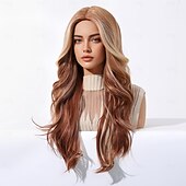 economico Parrucche trendy sintetiche-Parrucche sintetiche Uniformi Costumi di carriera Da principessa Riccio Ondulato Parte di mezzo Taglio scalato A macchina Parrucca 26 pollici Marrone scuro Capelli sintetici Per donna Cosplay Feste