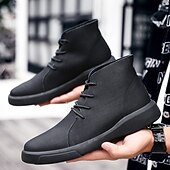 abordables Bottines-bottines décontractées en similicuir pour hommes avec design à lacets, semelle antidérapante confortable, parfaites pour un usage quotidien et des activités de plein air