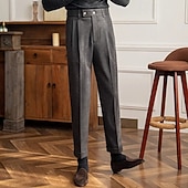 levne Štíhlý-Pánské Kalhoty Oblekové Kalhoty Neapol Kalhoty chinos Kapsy Knoflíky Jednobarevné Pohodlné Formální Párty Práce Módní Klasický styl Tmavě šedá Meruňková Lehce elastické