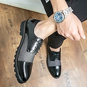abordables Semi-formel-chaussures oxford pied-de-poule pour hommes - lacets en similicuir marron avec détails brogue et semelle robuste pour une tenue décontractée et formelle