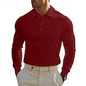 cheap Men&#039;s Classic Polo-Men&#039;s Corduroy Shirt Golf Shirt Work Casual Lapel Long Sleeve Basic Modern Solid Color Buttons Spring &amp;  Fall Regular Fit Wine Black White Yellow Sky Blue Light Grey Corduroy Shirt