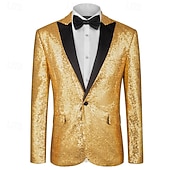abordables Tapas-Retro Antiguo Años 80 Metálico Brillante Esmoquin Trajes Disco Lentejuelas Ajustado Disfraz Hombre Disfraz de carnaval Navidad Víspera de Todos los Santos Carnaval Desfile del orgullo Mes del Orgullo