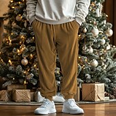 cheap Sweatpants-Men&#039;s Sweatpants Joggers Corduroy Pants Trousers Drawstring Elastic Waist Elastic Cuff Plain Comfort Breathable Casual Daily Holiday Sports Fashion Black Blue