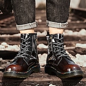abordables Botas de combate-Botas de combate de piel sintética patentada para hombre: diseño con cordones de estilo militar con detalles de camuflaje, suela resistente para uso al aire libre y casual