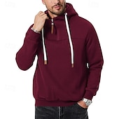 levne pánské základní mikiny s kapucí-Pánské Kapuce Mikina se zipem na čtvrtletí Bílá Kapuce Bez vzoru Denní Sporty a outdoor Dovolená Šik ven Chladný Na běžné nošení Jaro &amp; podzim Oblečení Mikiny s kapucí Mikiny Dlouhý rukáv