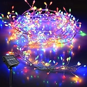 お買い得  ソーラーストリングライト-ソーラーパワー爆竹ストリングライト 6m 200LED - 屋外ガーデン芝生装飾、エネルギー効率の高い銅線とソーラーバッテリー、庭、窓、フェンス、木の照明に最適