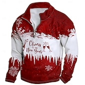 cheap Christmas Animal Outfit-New Year Christmas Men&#039;s Sweatshirt Long Sleeve Vacation Going out Streetwear Light Yellow Dark Yellow Light Blue Gray&amp;White Red2 Print Spring &amp;  Fall Designer S M L XL XXL 3XL